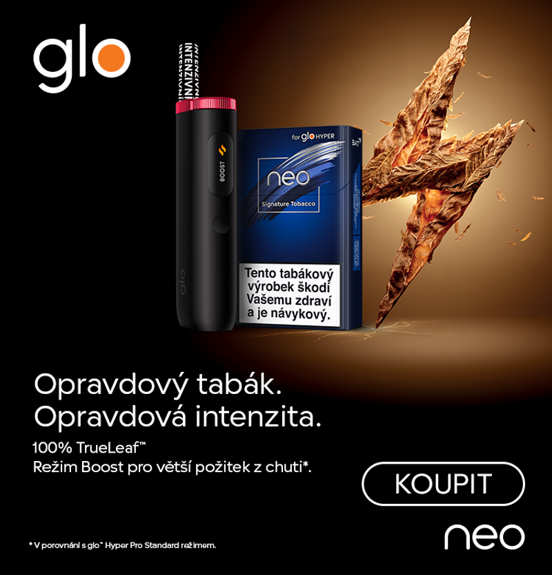 Bannerový obrázek: neo™ Signature Tobacco. Opravdový tabák, opravdová intenzita. 100% TrueLeaf™, režim Boost pro větší požitek z chuti.